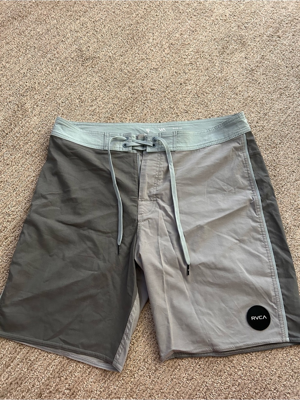 RVCA Men's Two-Tone Gray and Charcoal Swim Board Shorts